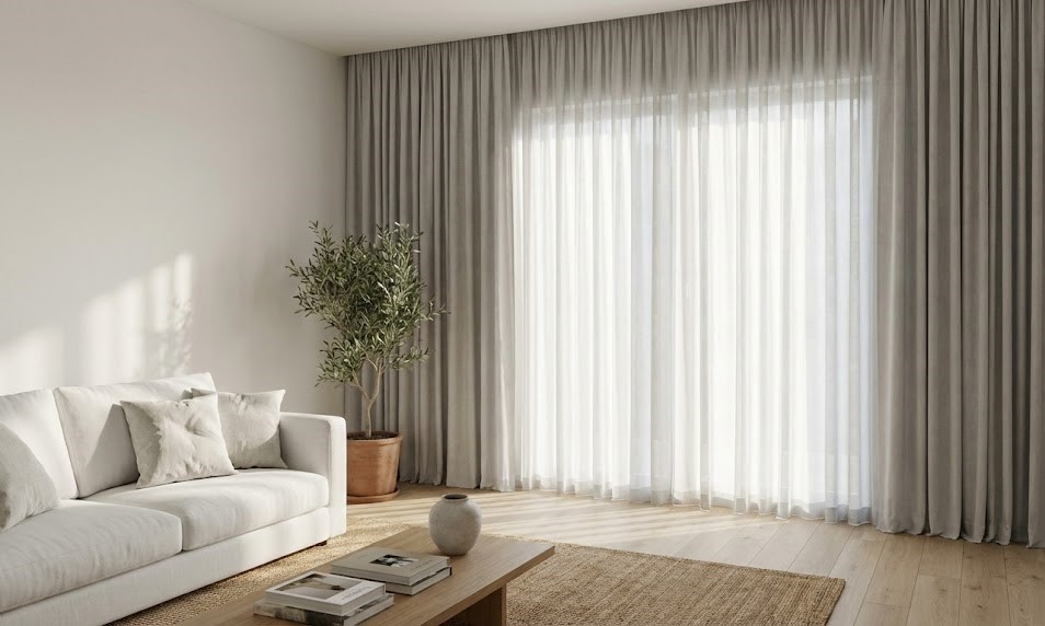 Rèm cửa màu ghi sáng light grey đẹp vượt thời gian